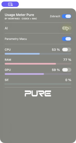 Usage Meter Pure 0.5.2 — panel na macOS